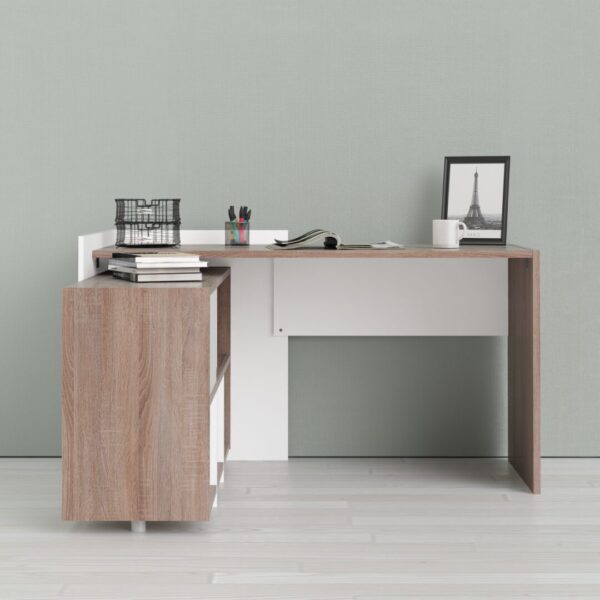 71980168cj49-Function-Plus-Unit-Desk-with-6-Shelf-Bookcase-140x120xh80-cm-Tuffel-oak-and-White_L2