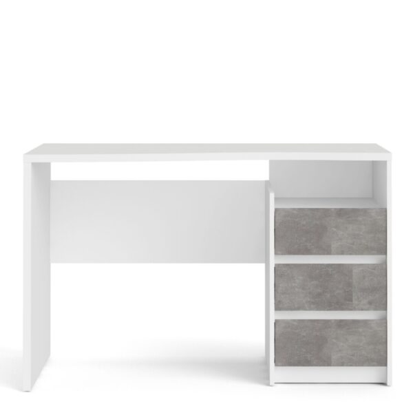 Remote Modern Desk 3 Drawers In White And Grey