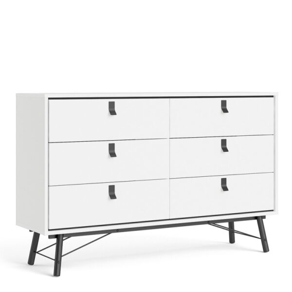 Sny Wide Double Chest Of Drawers 6 Drawers In Matt White