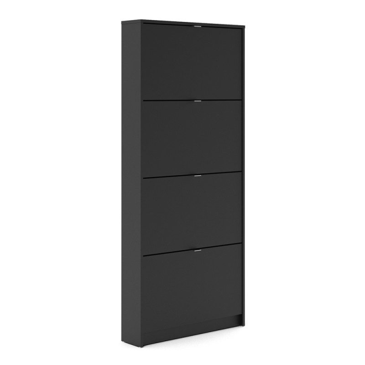 Shoe Cabinet With 4 Tilting Doors And 1 Layer Matt Black