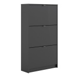 Shoe Cabinet With 3 Tilting Doors And 2 Layers Matt Black