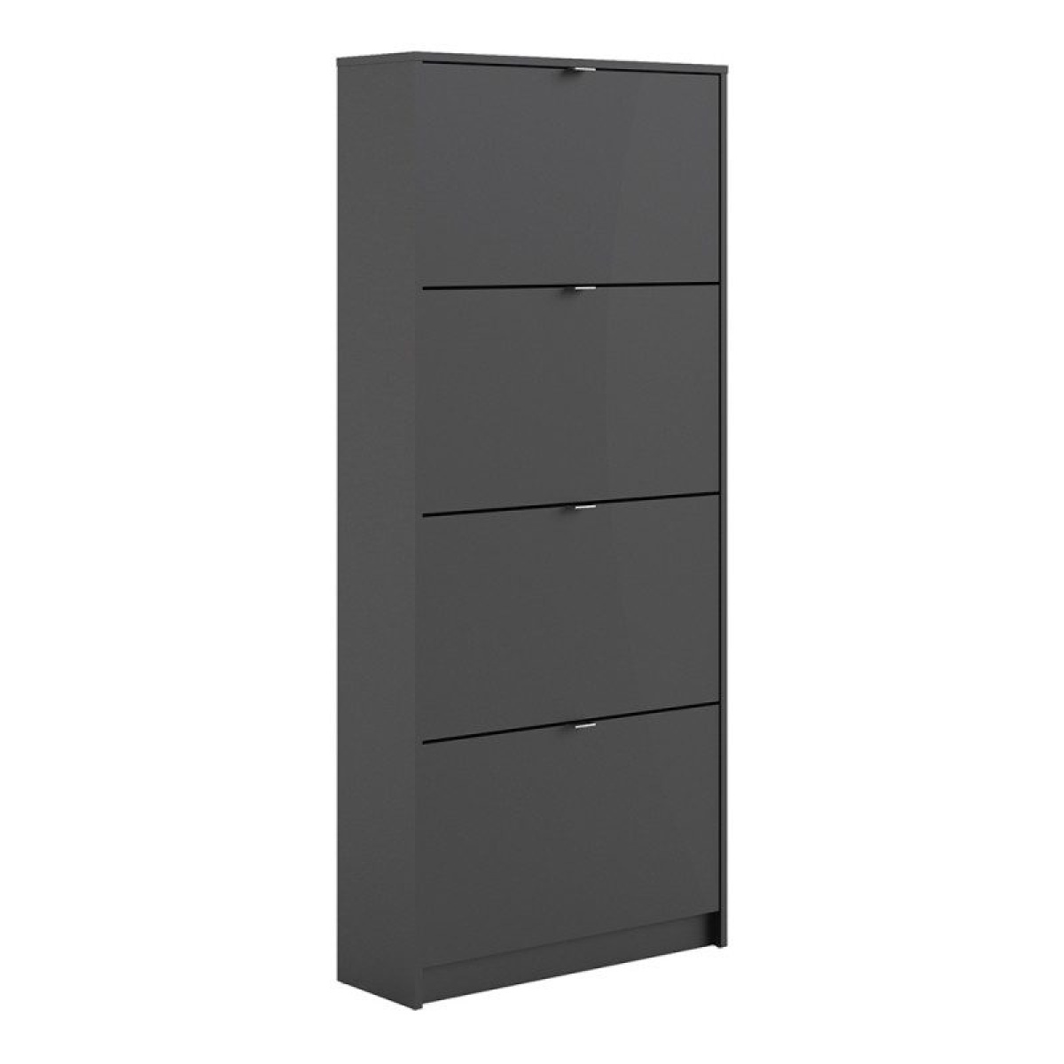 Shoe Cabinet With 4 Tilting Doors And 2 Layers Matt Black