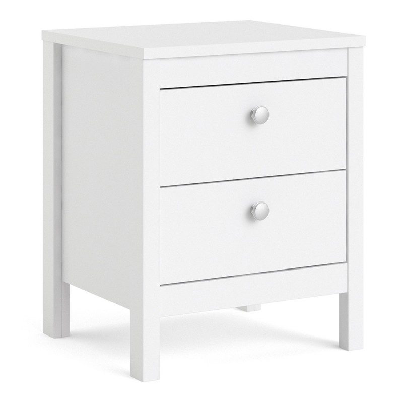 Tarid Bedside Table 2 Drawers In White