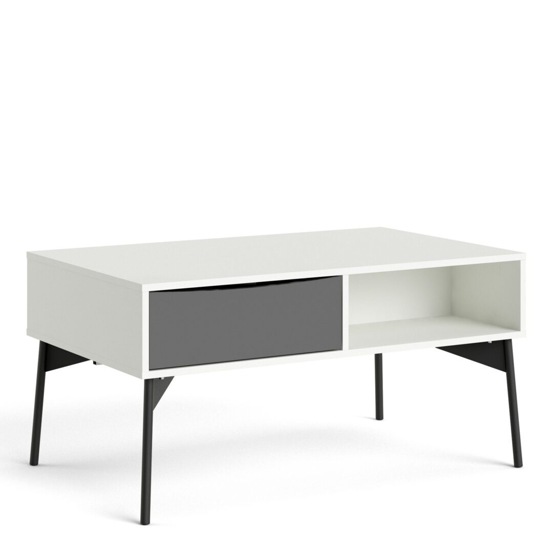 Deturni Coffee Table With 1 Drawer In Grey And White