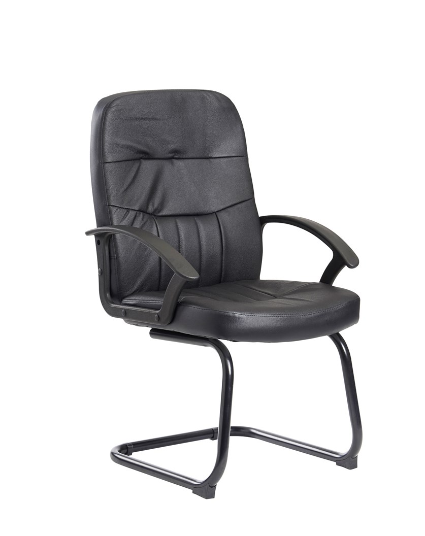 Cava executive Visitors chair - black leather faced