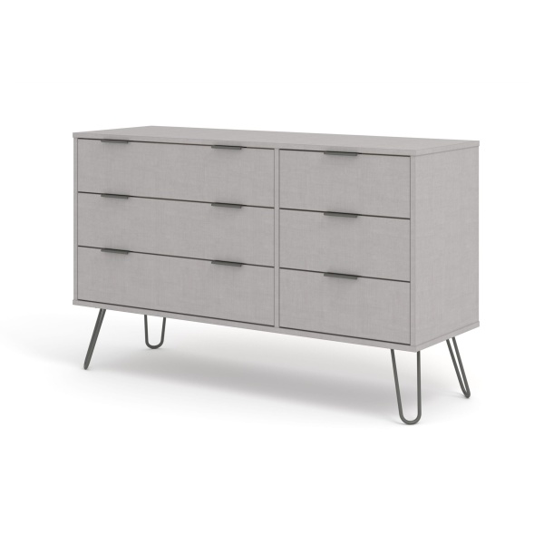 Augustine Grey 3+3 Drawer Wide Chest Of Drawers