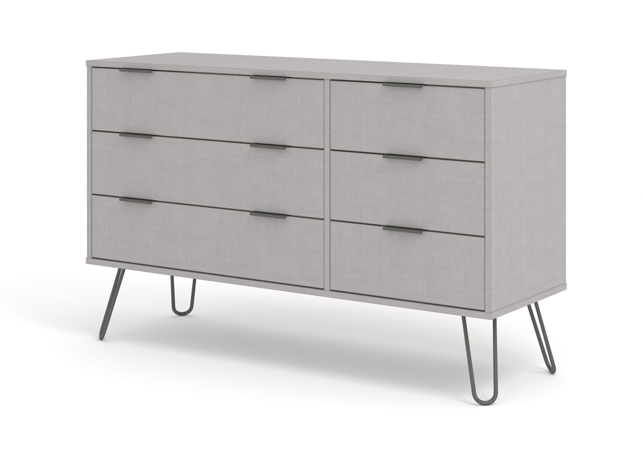 Augustine Grey 3+3 Drawer Wide Chest Of Drawers