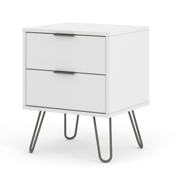 Augustine White 2 Drawer Bedside Cabinet