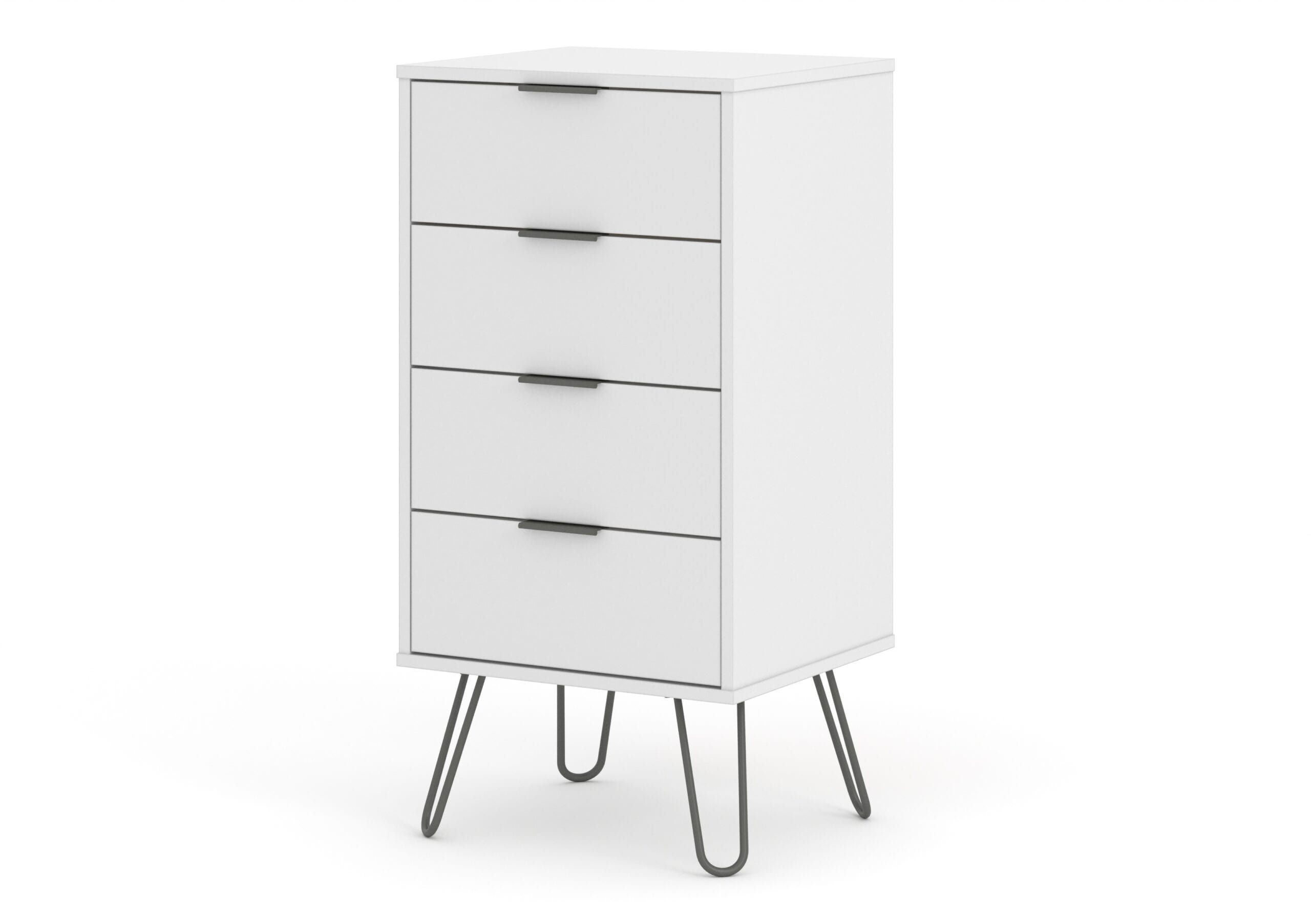 Augustine White 4 Drawer Narrow Chest Of Drawers