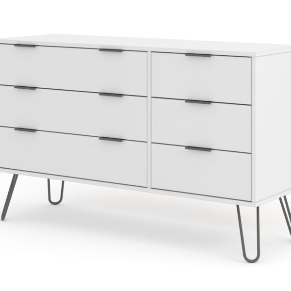 Augustine White 3+3 Drawer Wide Chest Of Drawers