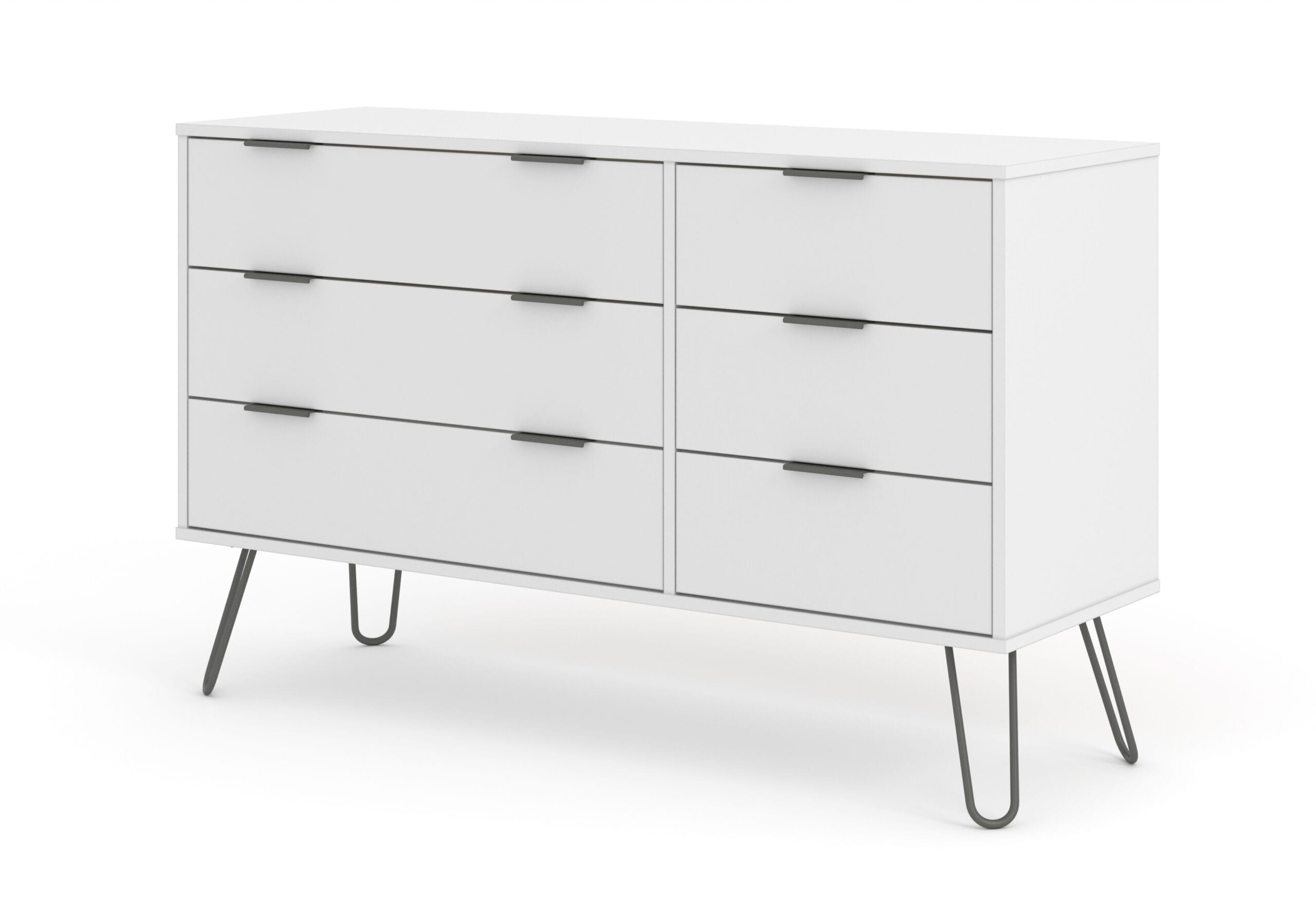 Augustine White 3+3 Drawer Wide Chest Of Drawers