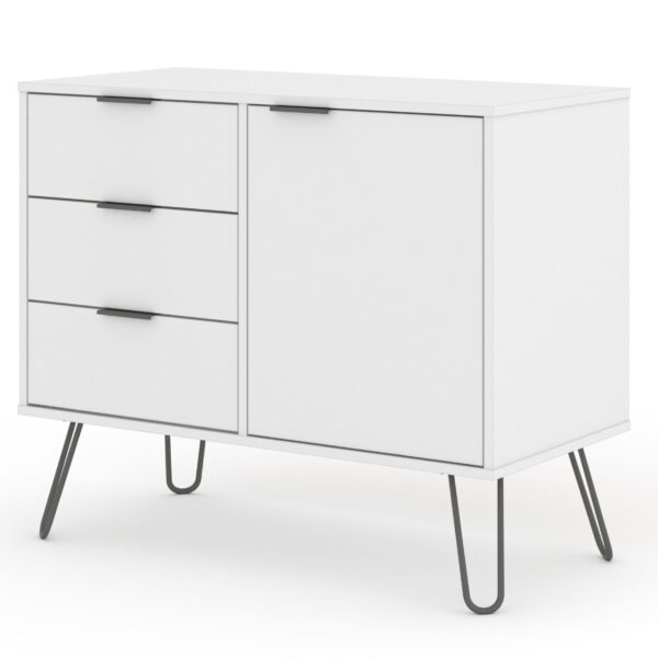 Augustine White Small Sideboard 1 Door 3 Drawers