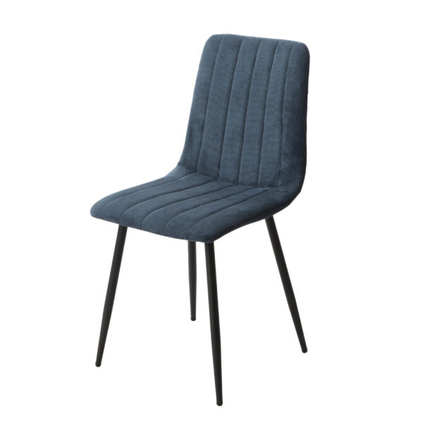 2x Straight Stitch Blue Cord Dining Chair
