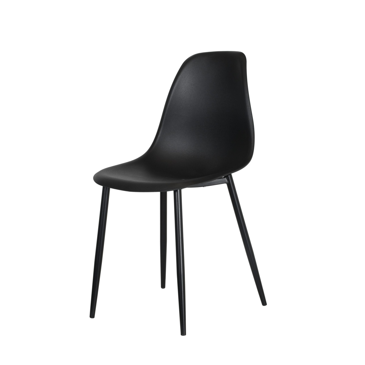 2x Curve Chair Black Plastic Seat With Black Metal Legs