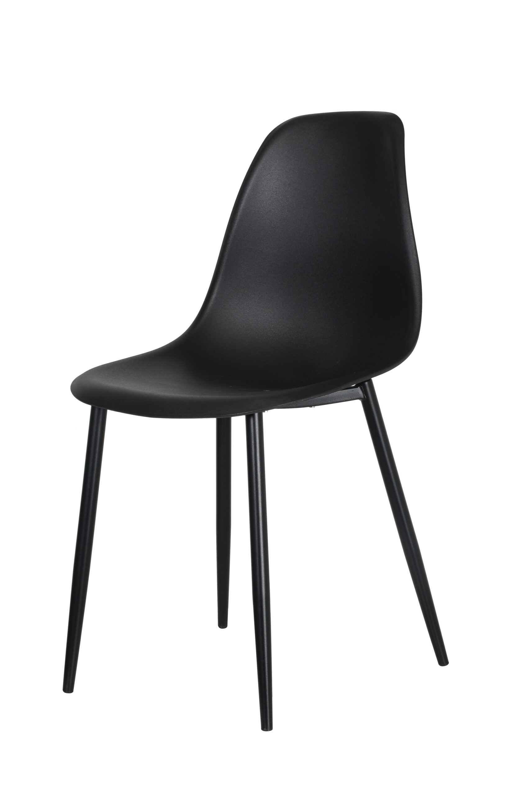 2x Curve Chair Black Plastic Seat With Black Metal Legs