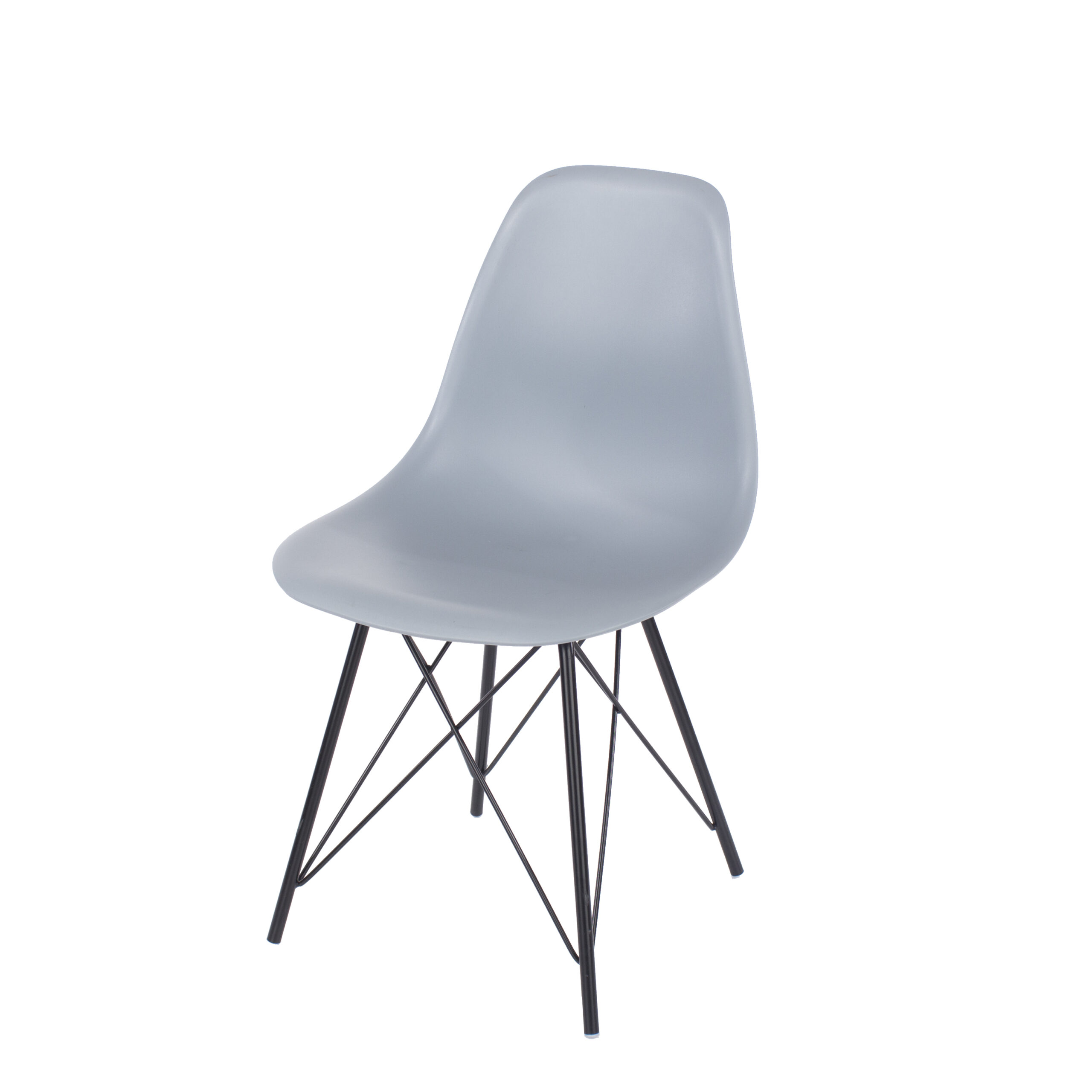 Penny grey plastic chairs with black metal legs (pair)