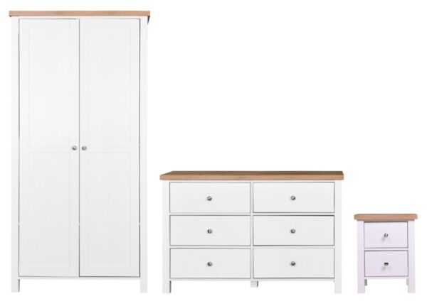 Natubry 3 Piece Bedroom Set 6 Drawer Natubry White