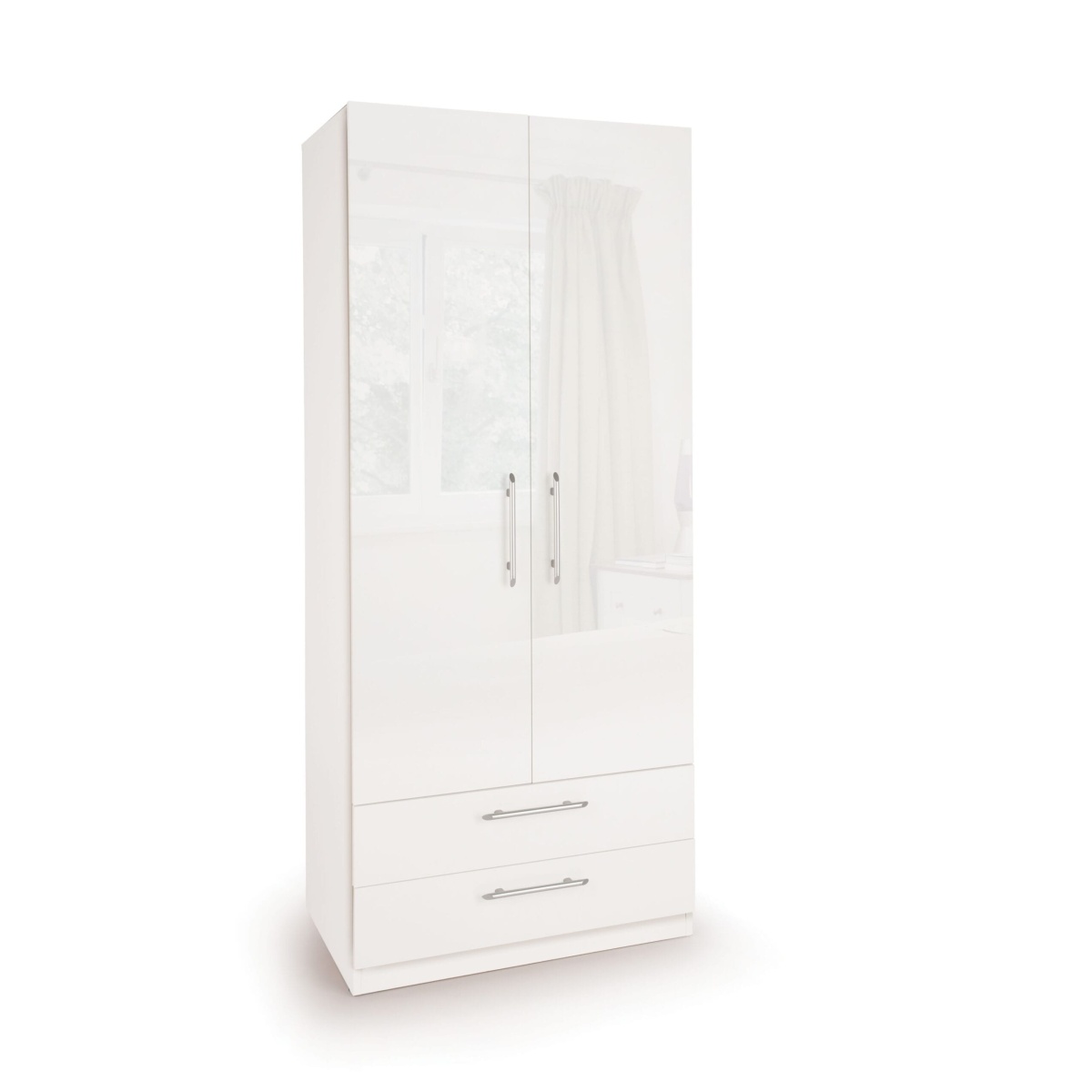 Corisal Gloss Bedroom Combi Wardrobe White Frame