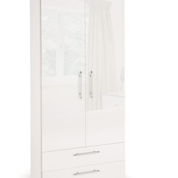 Corisal Gloss Bedroom Combi Wardrobe White Frame