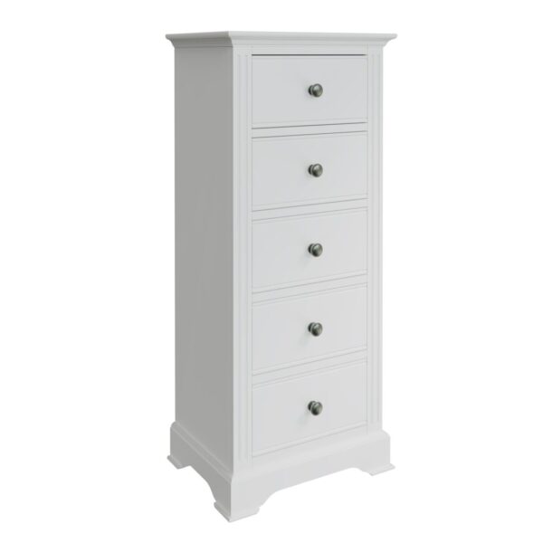 Relik White 5 Drawer Narrow Chest of Drawers