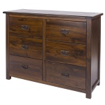 Bozz 3+3 Drawer Wide Chest – Dark Lacquer Finish with Metal Handles