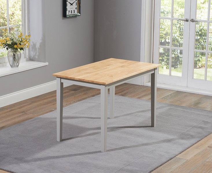 Chester Solid Hardwood & Painted 115cm Dining Table - Oak & Grey
