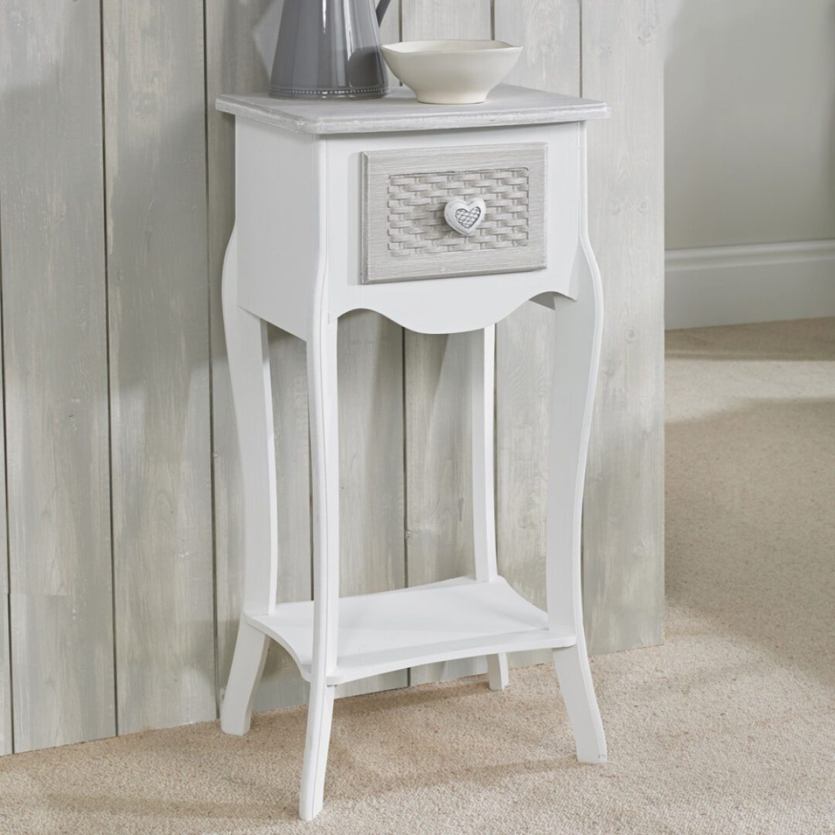 Dally 1 Drawer Bedside White-Grey