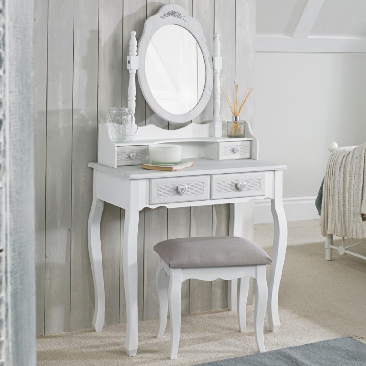 Dally Dressing Table Base White-Grey