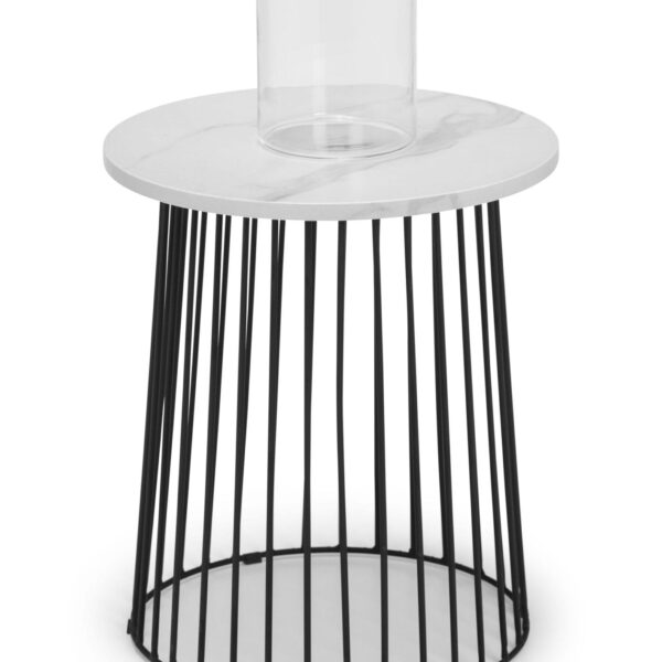 West End Round Lamp Table - White Marble