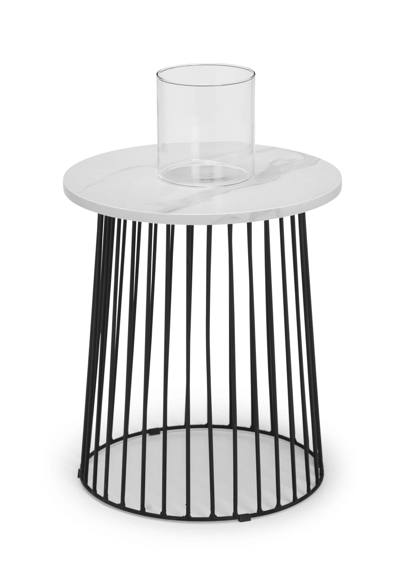 West End Round Lamp Table - White Marble