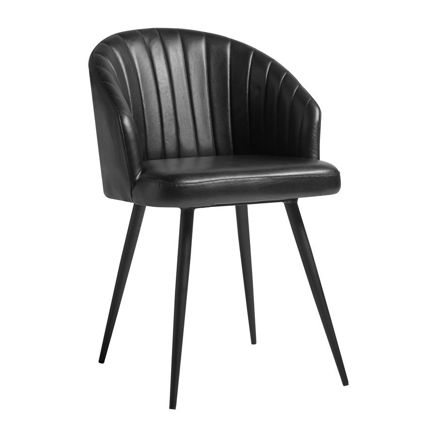 Queens Tub Chair - Leather - Vintage Black