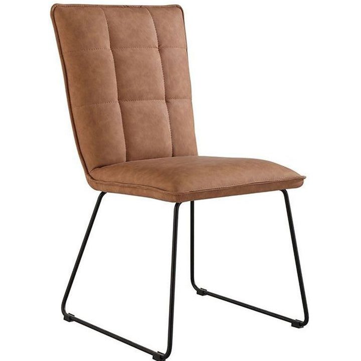 Terun 2x Tan Panel Back Chair With Angled Legs