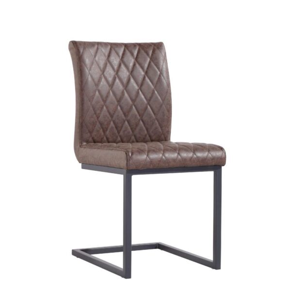 Dunoise 2x Brown Diamond Stitch Dining Chair