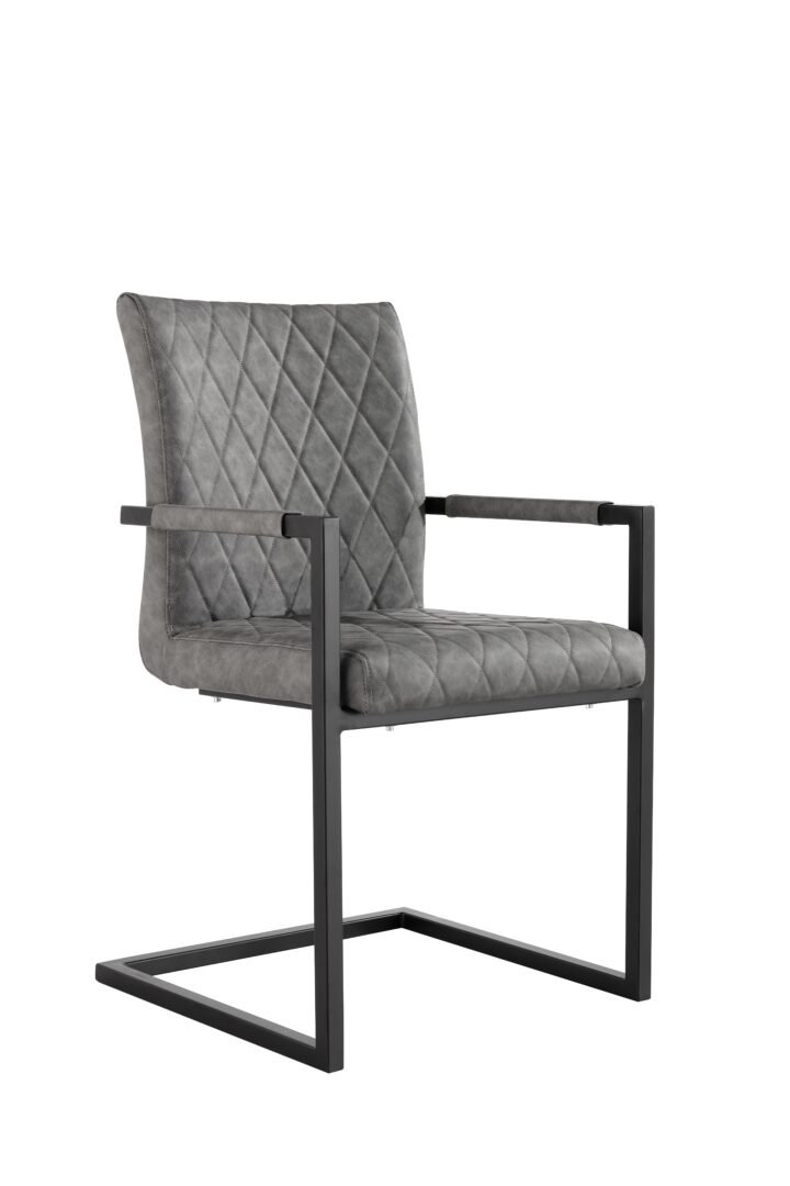 Thygo 2x Grey Diamond Stitch Carver Chair