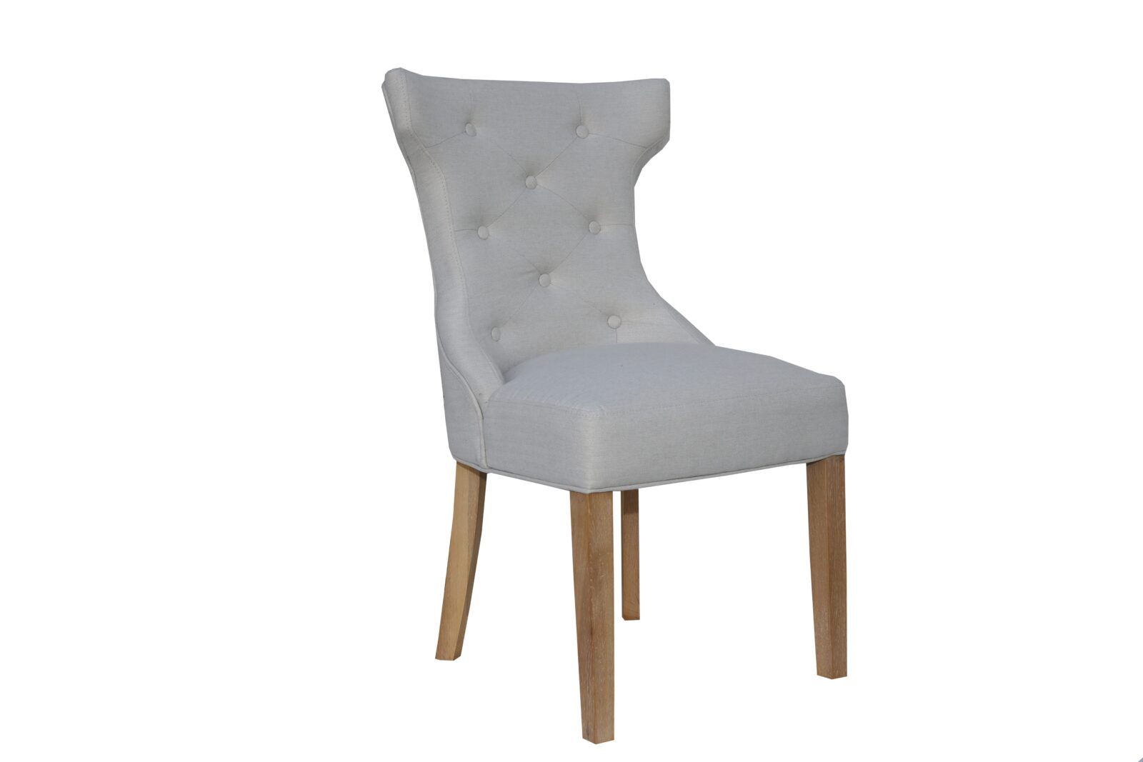 Uring Natural Winged Button Back Chair With Metal Ring.