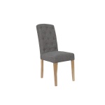 Veinu 2x Dark Grey Button Back Upholstered Chair