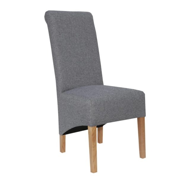 Wenod 2x Light Grey Scroll Back Fabric Chair