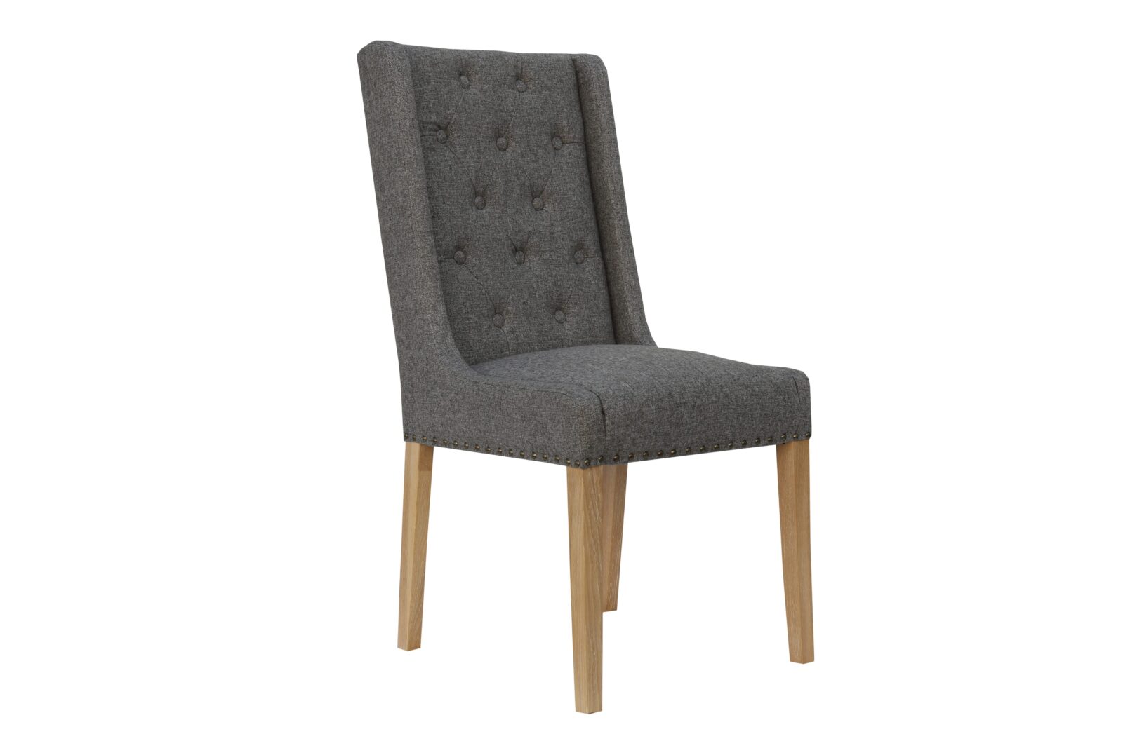 Ghina 2x Dark Grey Button Back And Studded Dining Chair.