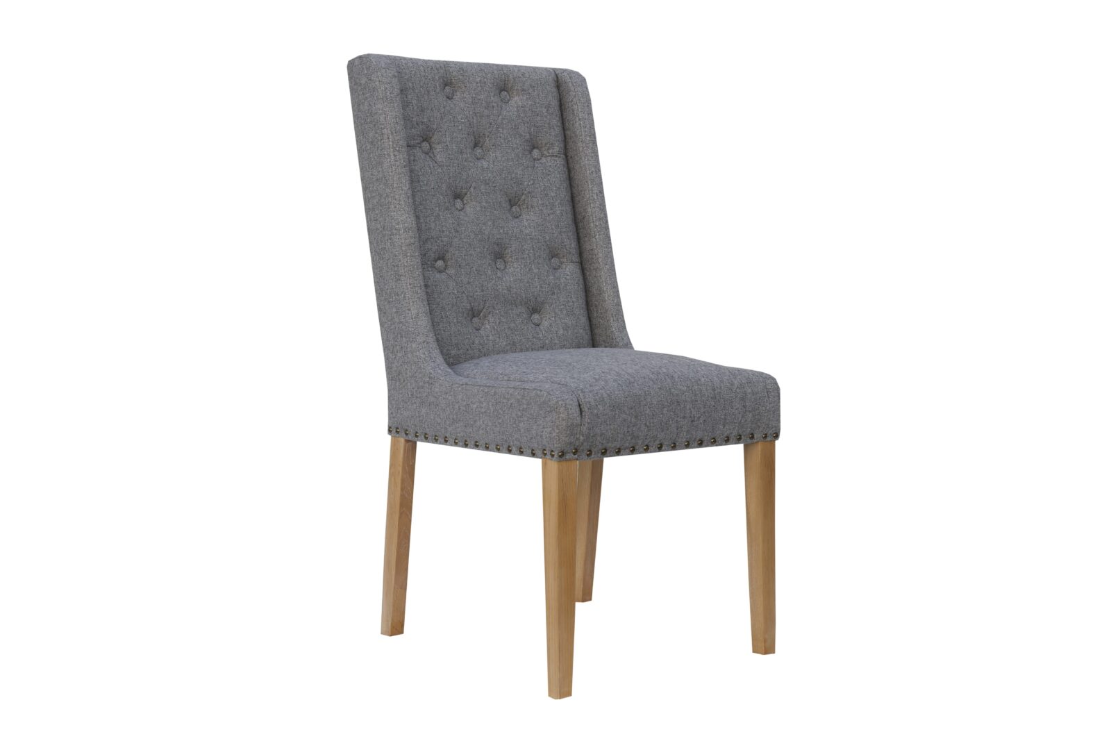 Ghobun 2x Light Grey Button Back And Studded Dining Chair.