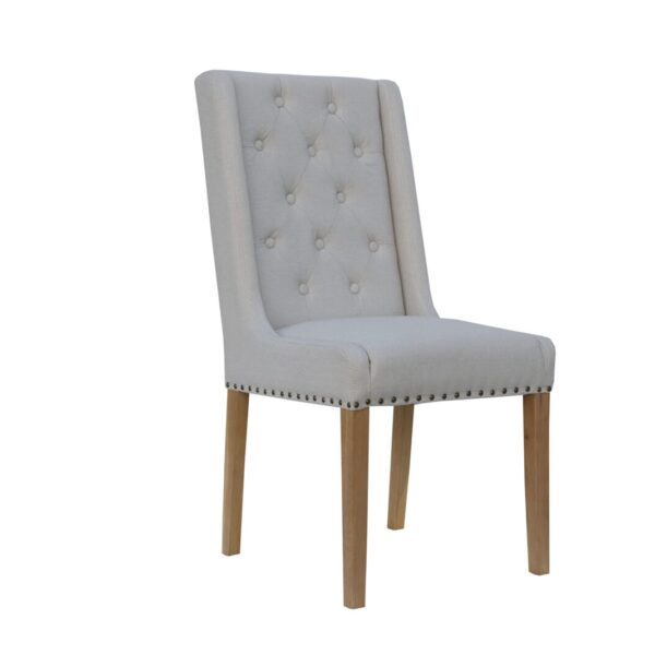 Gedin 2x Natural Button Back And Studded Dining Chair.