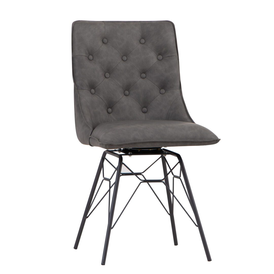 Given 2x Grey Studded Back Chair
