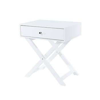 Arsisan White X Leg 1 Drawer Petite Bedside Cabinet