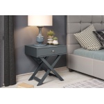 Arsisan Blue X Leg 1 Drawer Petite Bedside Cabinet