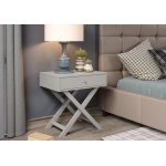 Arsisan Grey X Leg 1 Drawer Petite Bedside Cabinet