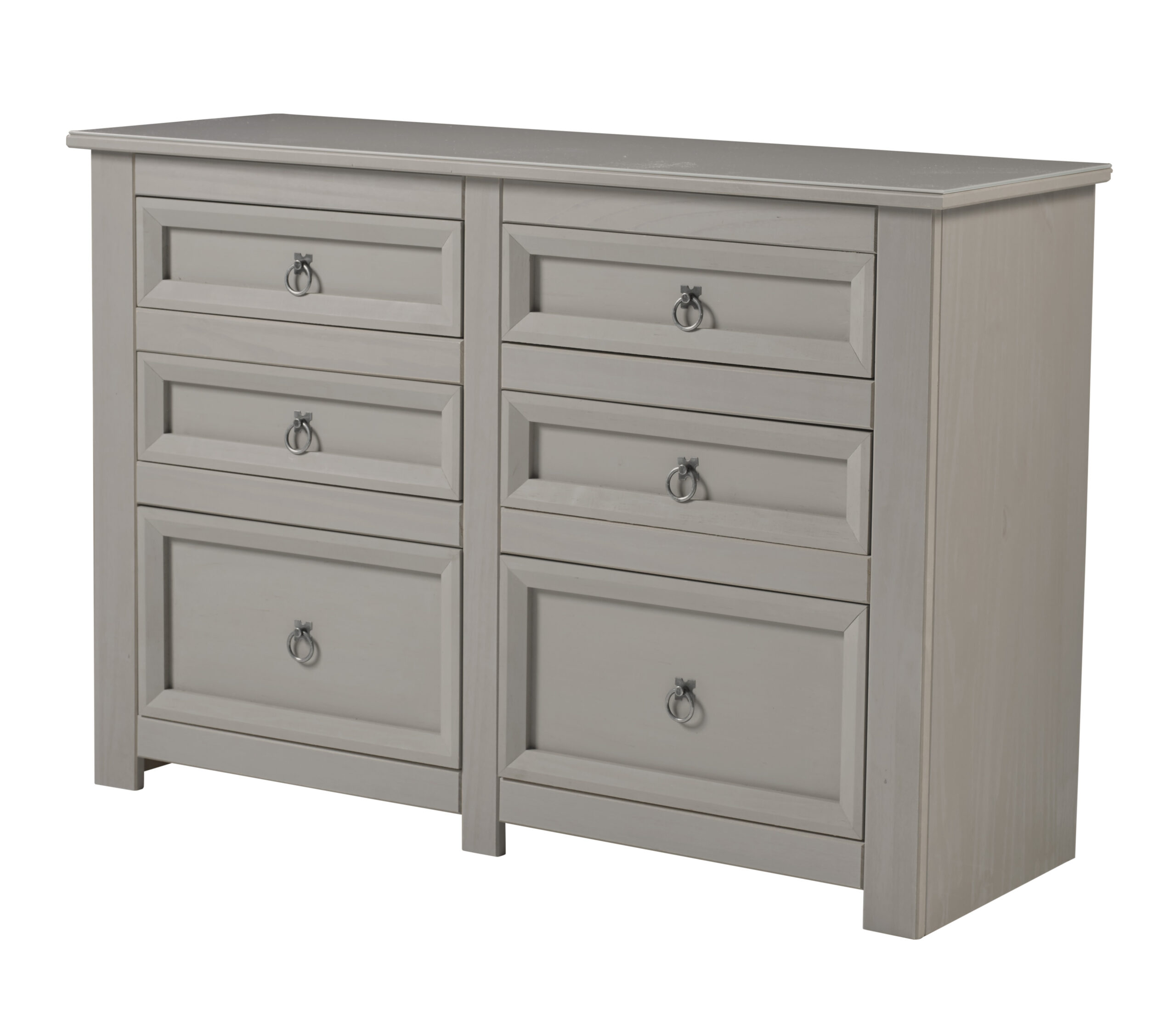 Cortini 3+3 drawer wide chest with glass top