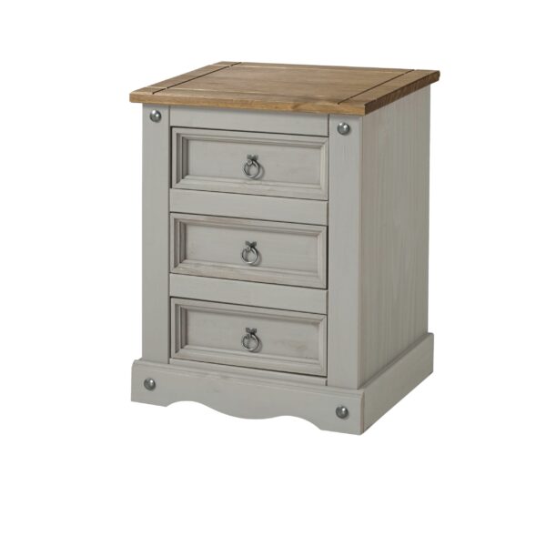 Coson Grey 3 Drawer Bedside Cabinet