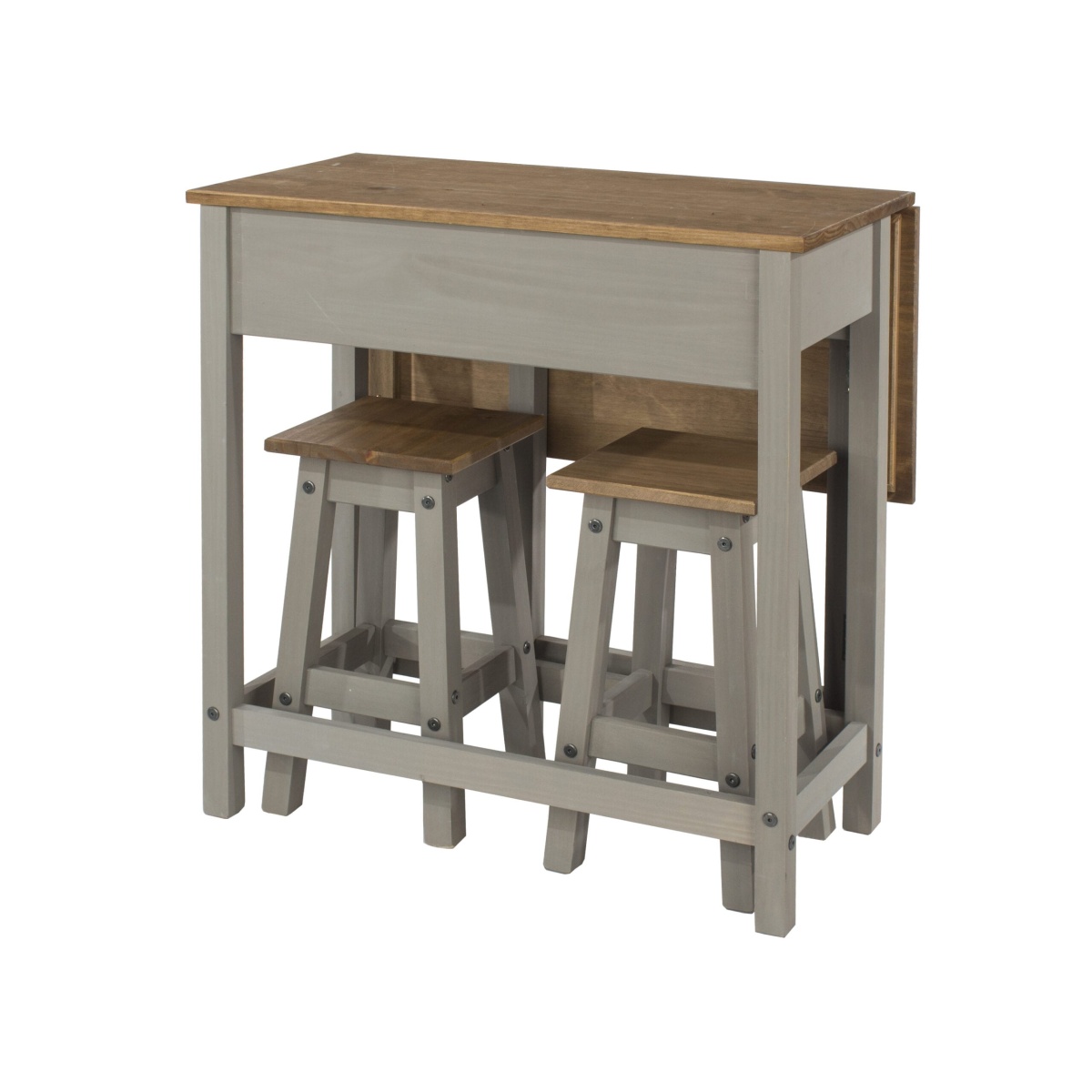 Coson Grey Breakfast Drop Leaf Table & 2 Stools Set