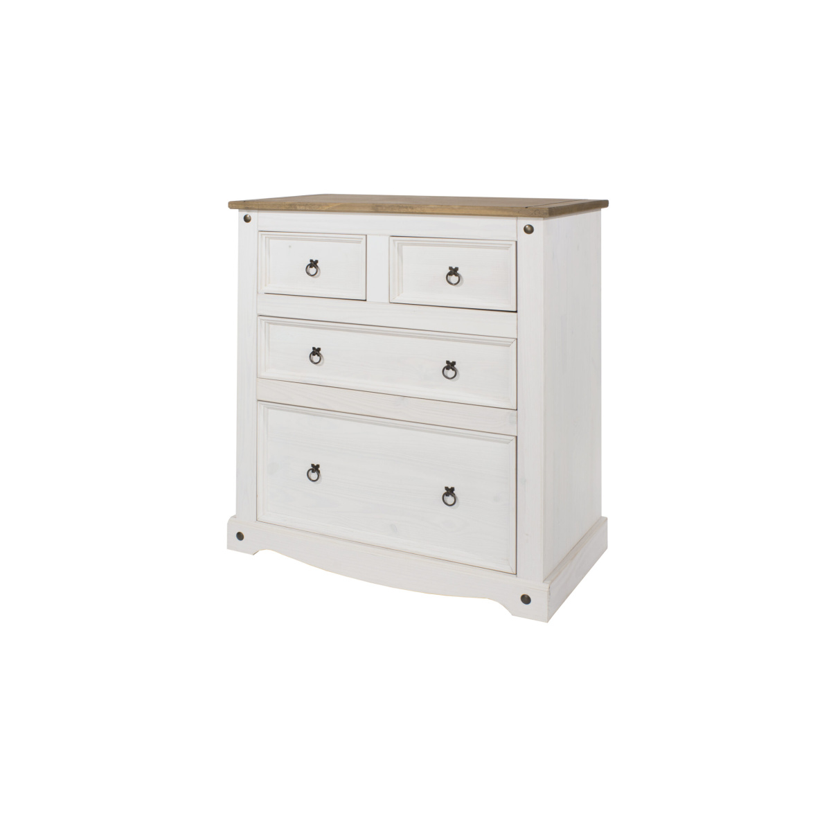 Carala Pine White 2+2 Drawer Chest White Painted Bedroom Chest.