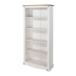 Carala Pine White Tall Bookcase White Painted Adjustable Shelves