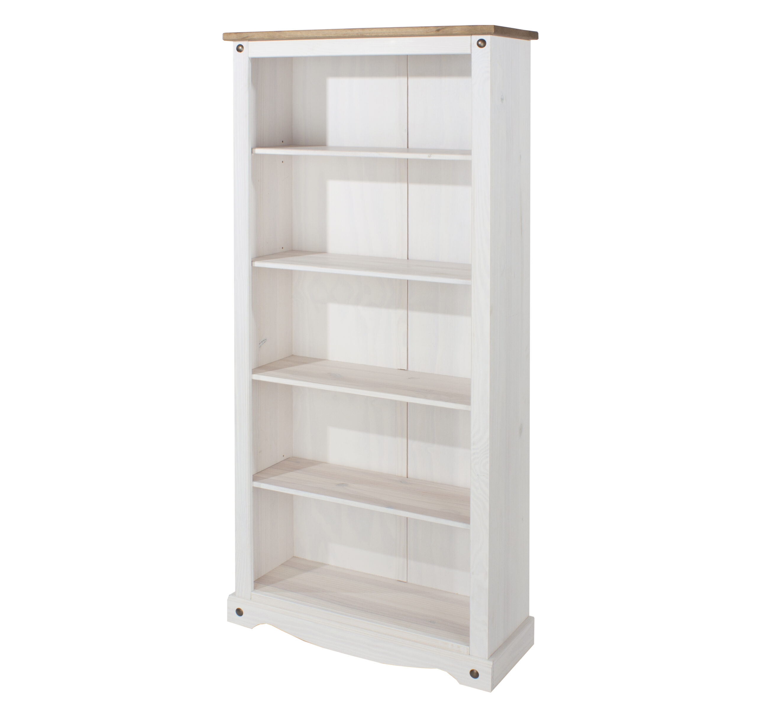 Carala Pine White Tall Bookcase White Painted Adjustable Shelves